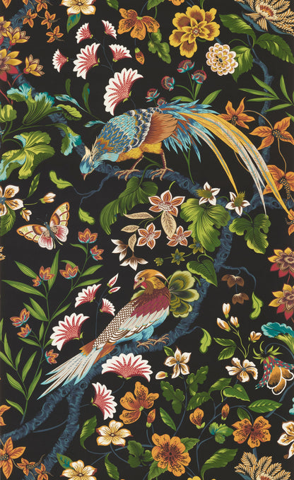 SCALAMANDRE  BOTANY BAY - WALLCOVERING BIRD , ANIMAL 
BOTANICAL , FOLIAGE 
FLORAL BLACK RUBY   - WJR00026822D NEW SKU # WJR6822D0002