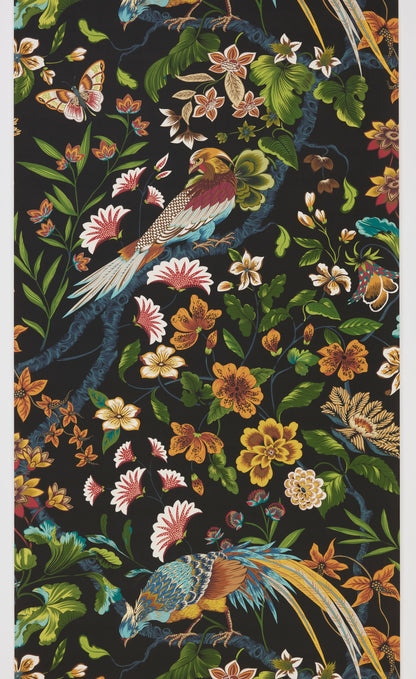 SCALAMANDRE  BOTANY BAY - WALLCOVERING BIRD , ANIMAL 
BOTANICAL , FOLIAGE 
FLORAL BLACK RUBY   - WJR00026822D NEW SKU # WJR6822D0002
