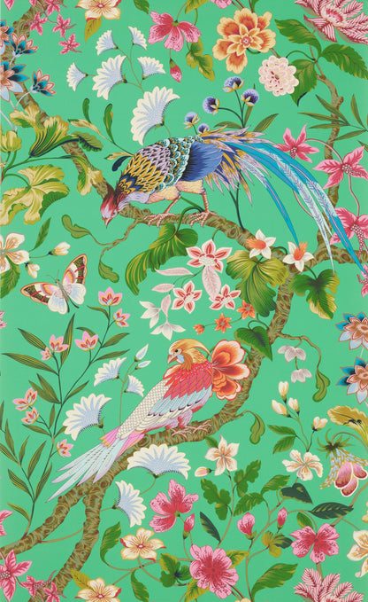 SCALAMANDRE  BOTANY BAY - WALLCOVERING BIRD , ANIMAL 
BOTANICAL , FOLIAGE 
FLORAL JADE   - WJR00066822D NEW SKU # WJR6822D0006