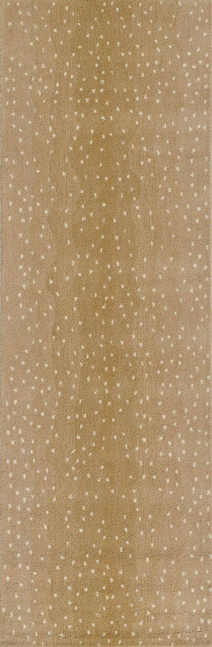 Antelope rug, 2' x 3', light brown with subtle white flecks and rustic texture.