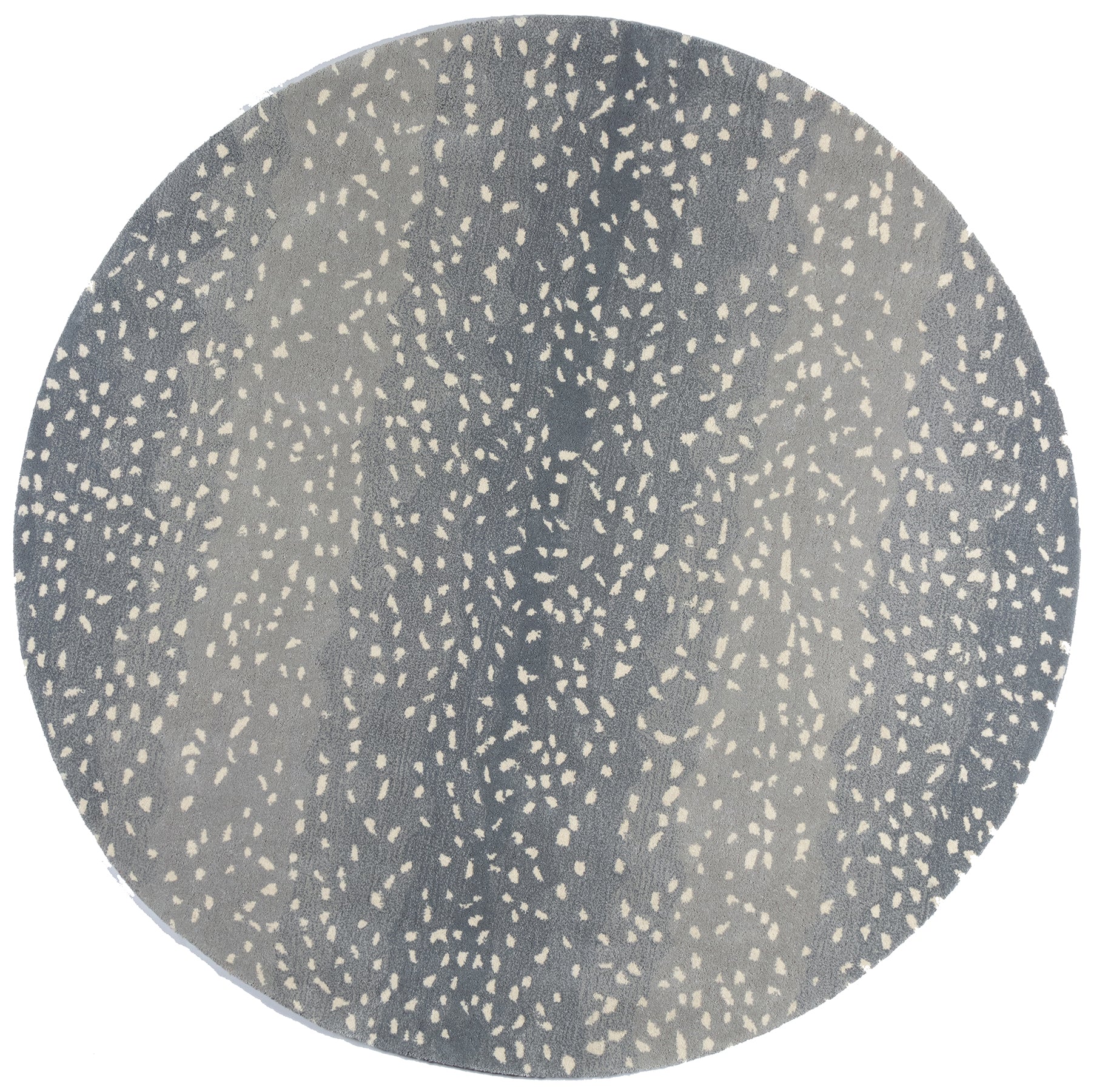Blue-gray runner rug with white speckled pattern and woven texture, 2'6" x 8'.