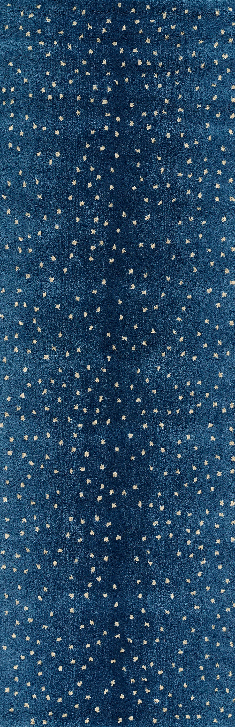 2' x 3' blue denim-like rug with cream specks and a subtle speckled texture