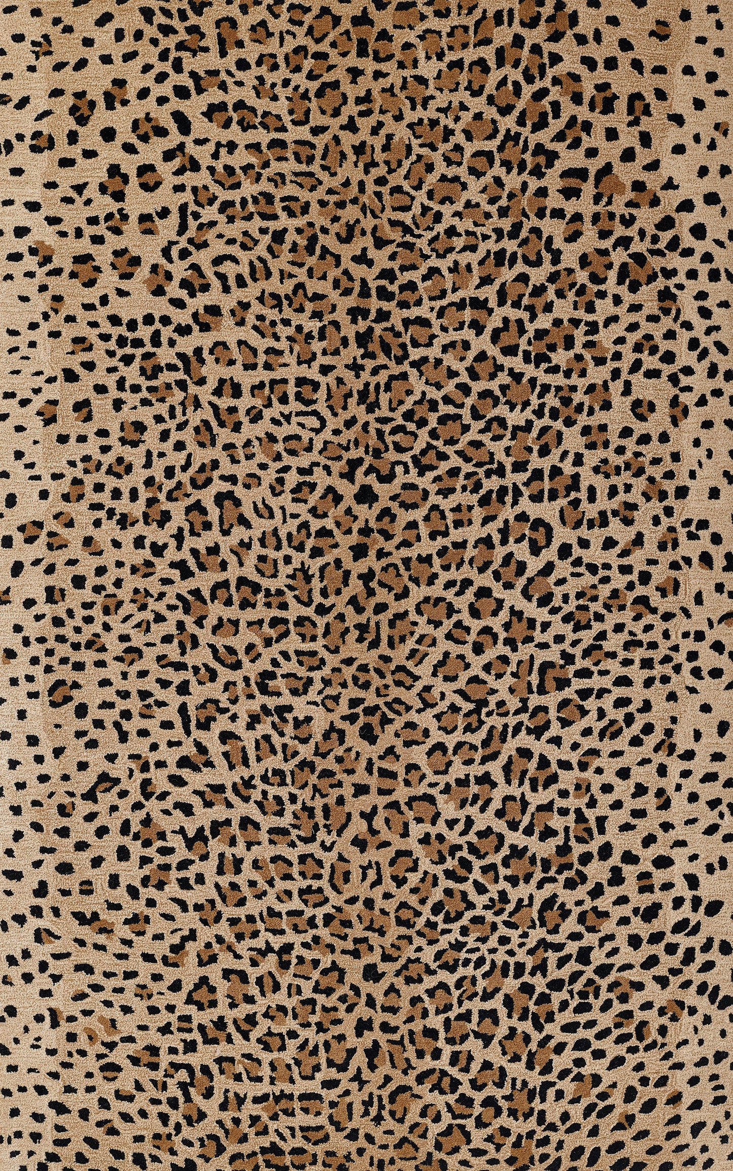 Beige leopard print fabric with black and brown spots; stylish animal-pattern textile for fashion.