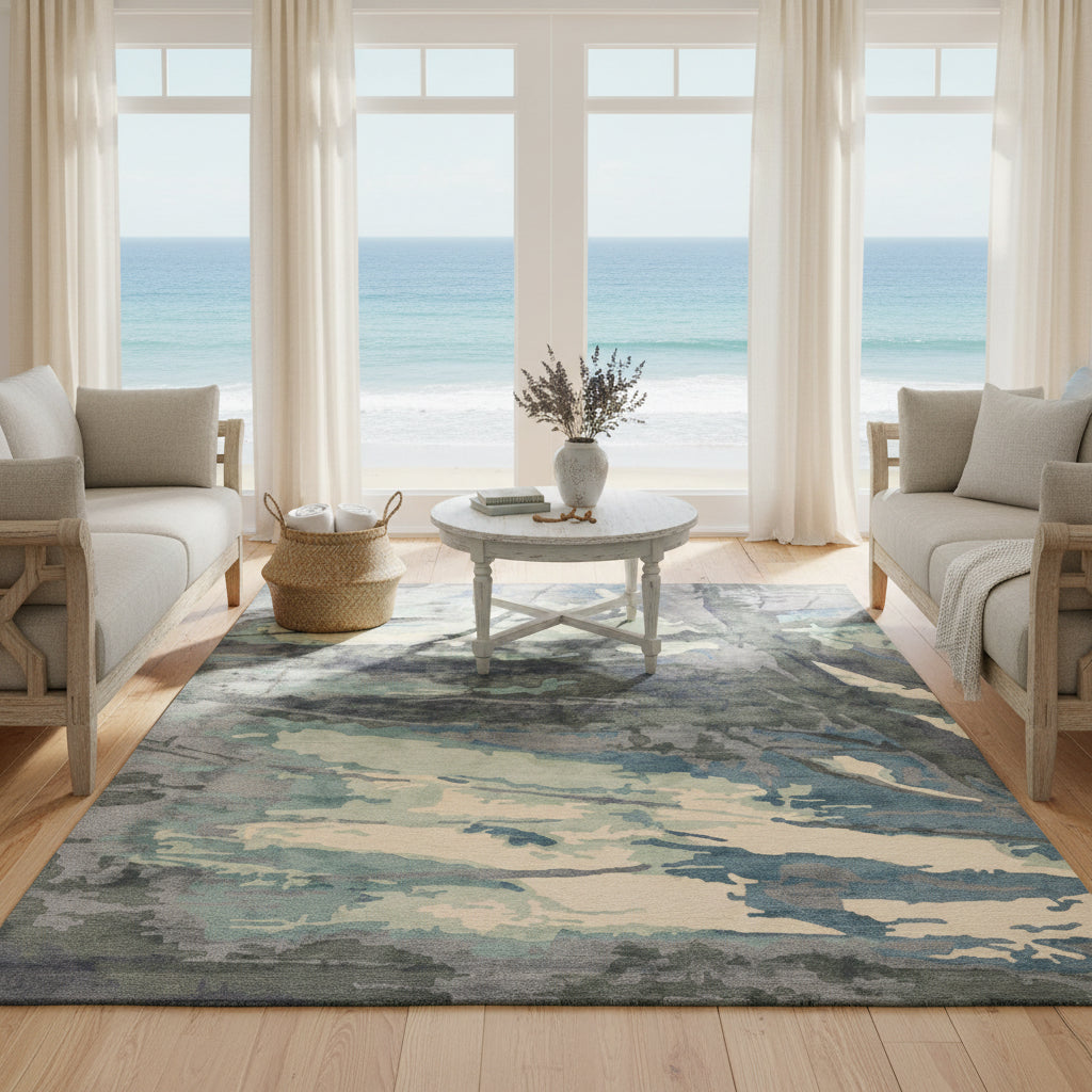 Wave contemporary rug, 8' x 10'.