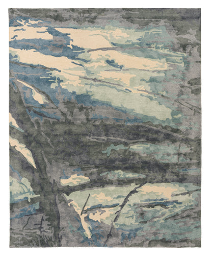 Wave contemporary rug, 5' x 8'.