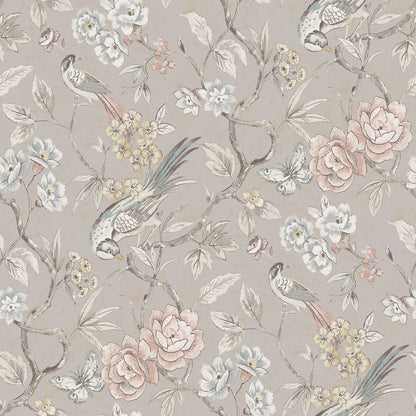 York Wallcoverings NuWallpaper Aviary Garden Grey Peel and Stick Wallpaper Animals Transitional Grey  Current Peel & Stick - WVS6474