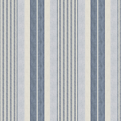Blue vertical striped wallpaper; peel-and-stick.