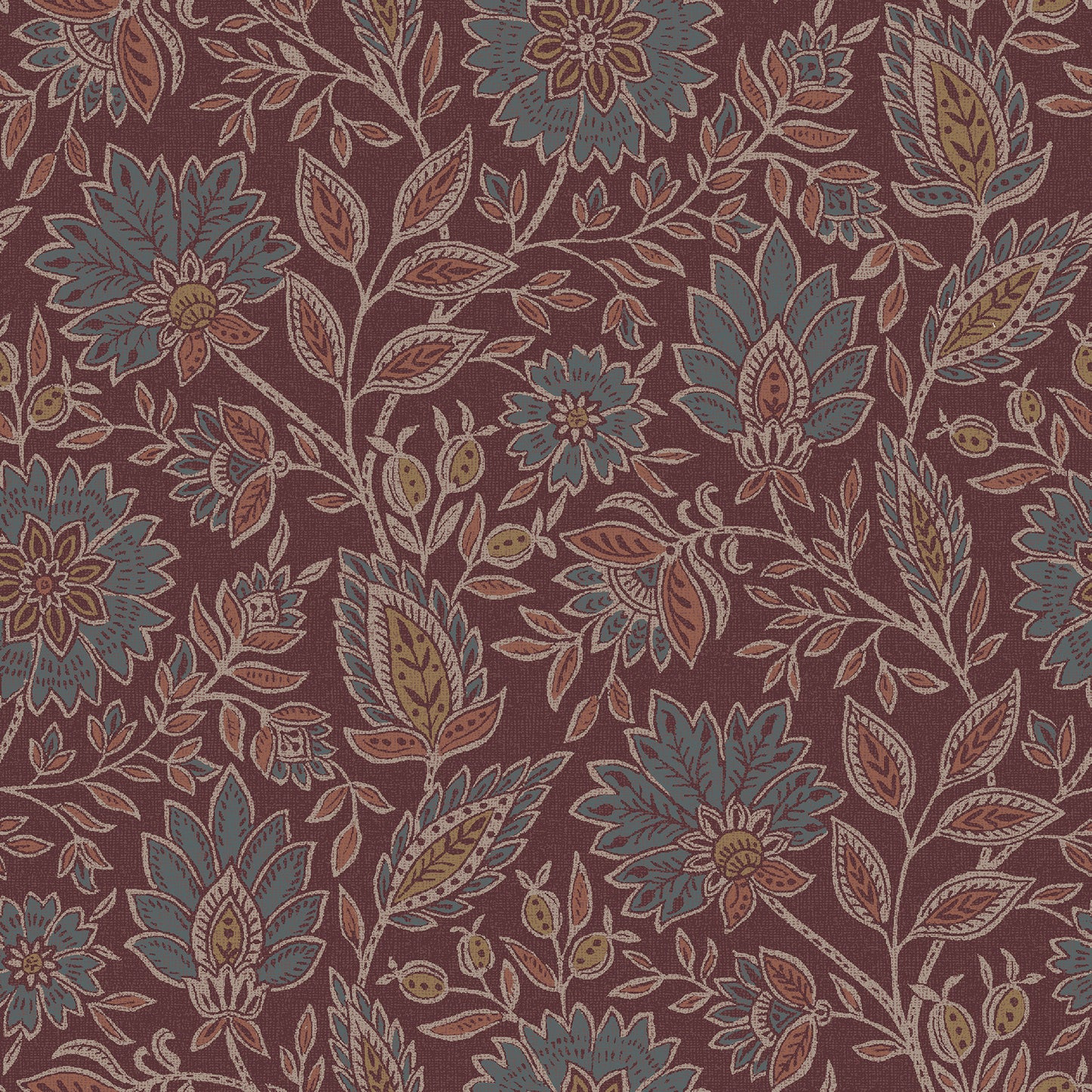 York Wallcoverings NuWallpaper Indira Aster Maroon Peel and Stick Wallpaper Botanical Transitional Maroon  Current Peel & Stick - WVS6479