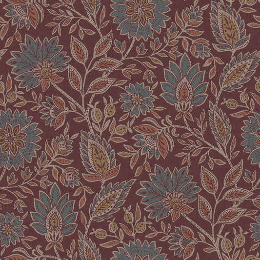York Wallcoverings NuWallpaper Indira Aster Maroon Peel and Stick Wallpaper Botanical Transitional Maroon  Current Peel & Stick - WVS6479