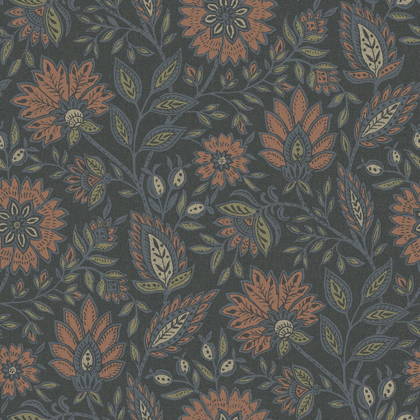 York Wallcoverings NuWallpaper Indira Aster Charcoal Peel and Stick Wallpaper Botanical Transitional Charcoal  Current Peel & Stick - WVS6480