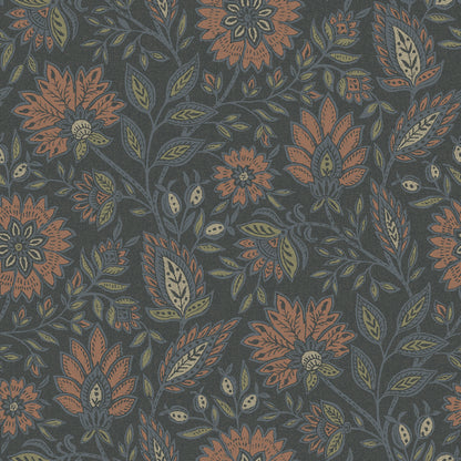 York Wallcoverings NuWallpaper Indira Aster Charcoal Peel and Stick Wallpaper Botanical Transitional Charcoal  Current Peel & Stick - WVS6480