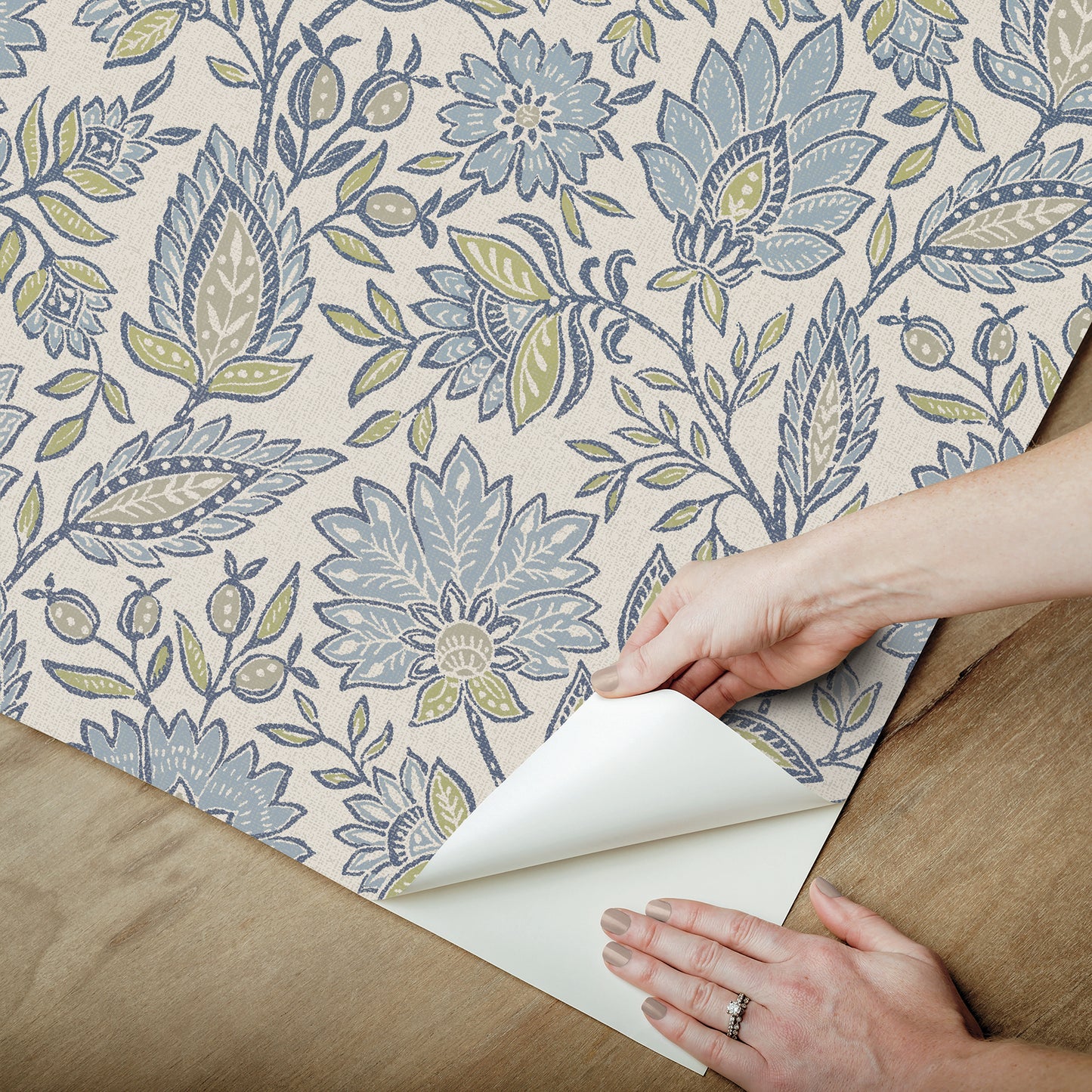 York Wallcoverings NuWallpaper Indira Aster Blue Peel and Stick Wallpaper Botanical Transitional Blue  Current Peel & Stick - WVS6481