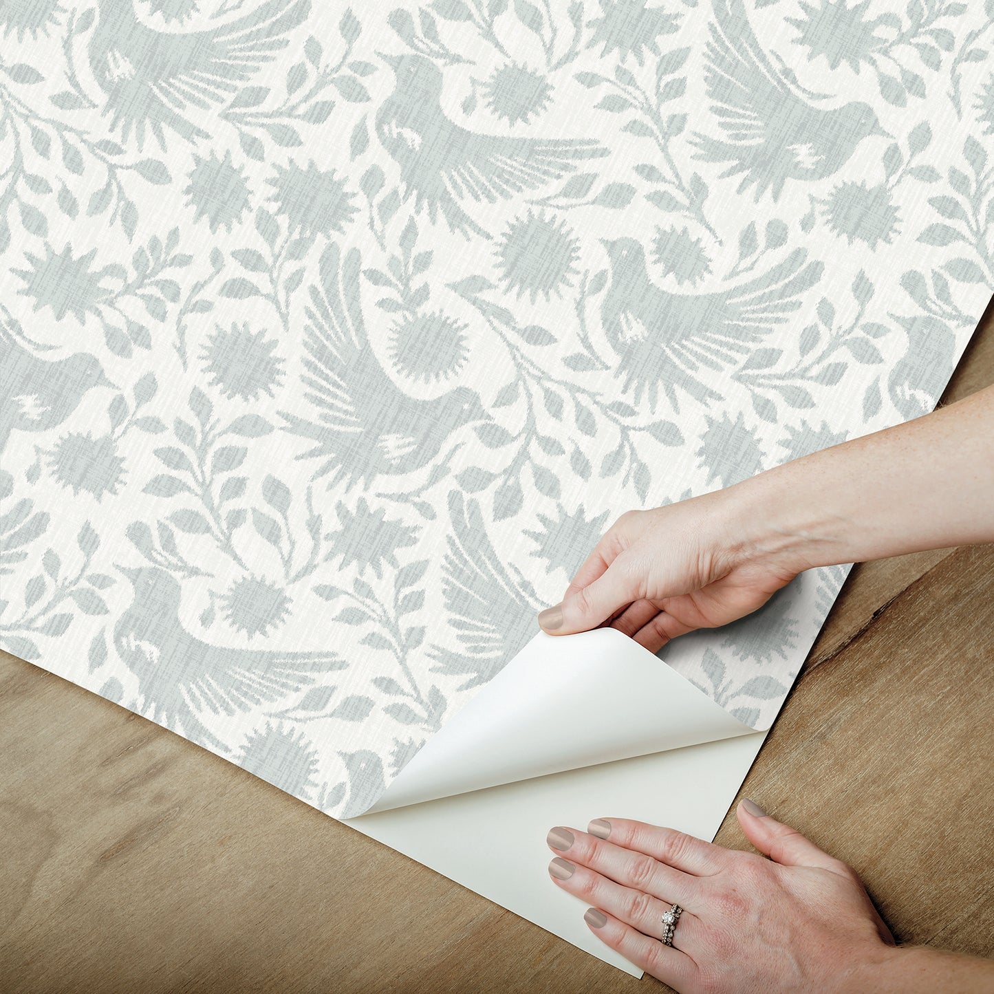 York Wallcoverings NuWallpaper Winged Serenade Blue Peel and Stick Wallpaper Animals Transitional Blue  Current Peel & Stick - WVS6482