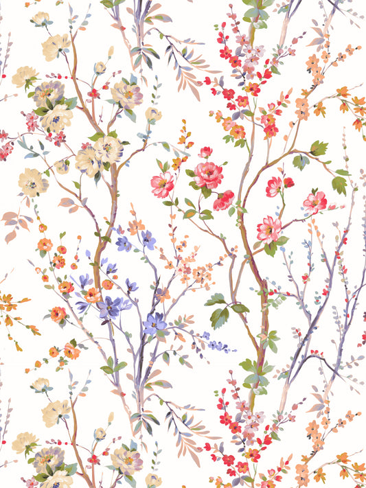 SCALAMANDRE WALLPAPER FLORAL PRINTED WALLCOVERINGS CREAM PEONY   - WWWP88604D0001