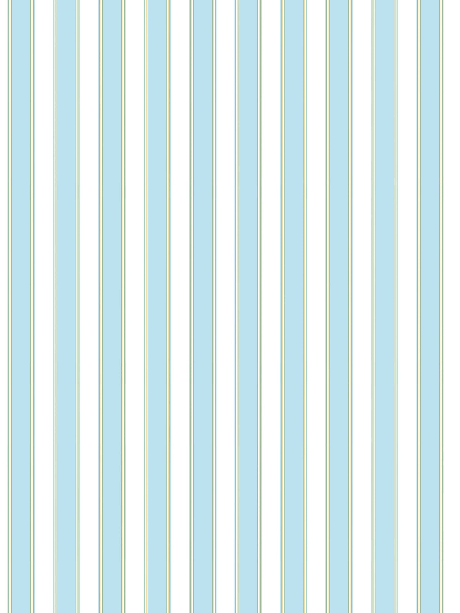 Vertical pale blue and cream striped wallpaper with thin beige accents.