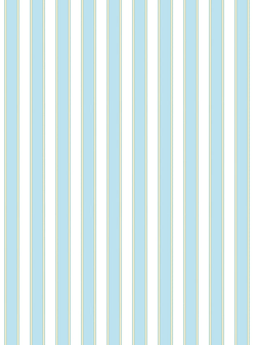 Vertical pale blue and cream striped wallpaper with thin beige accents.