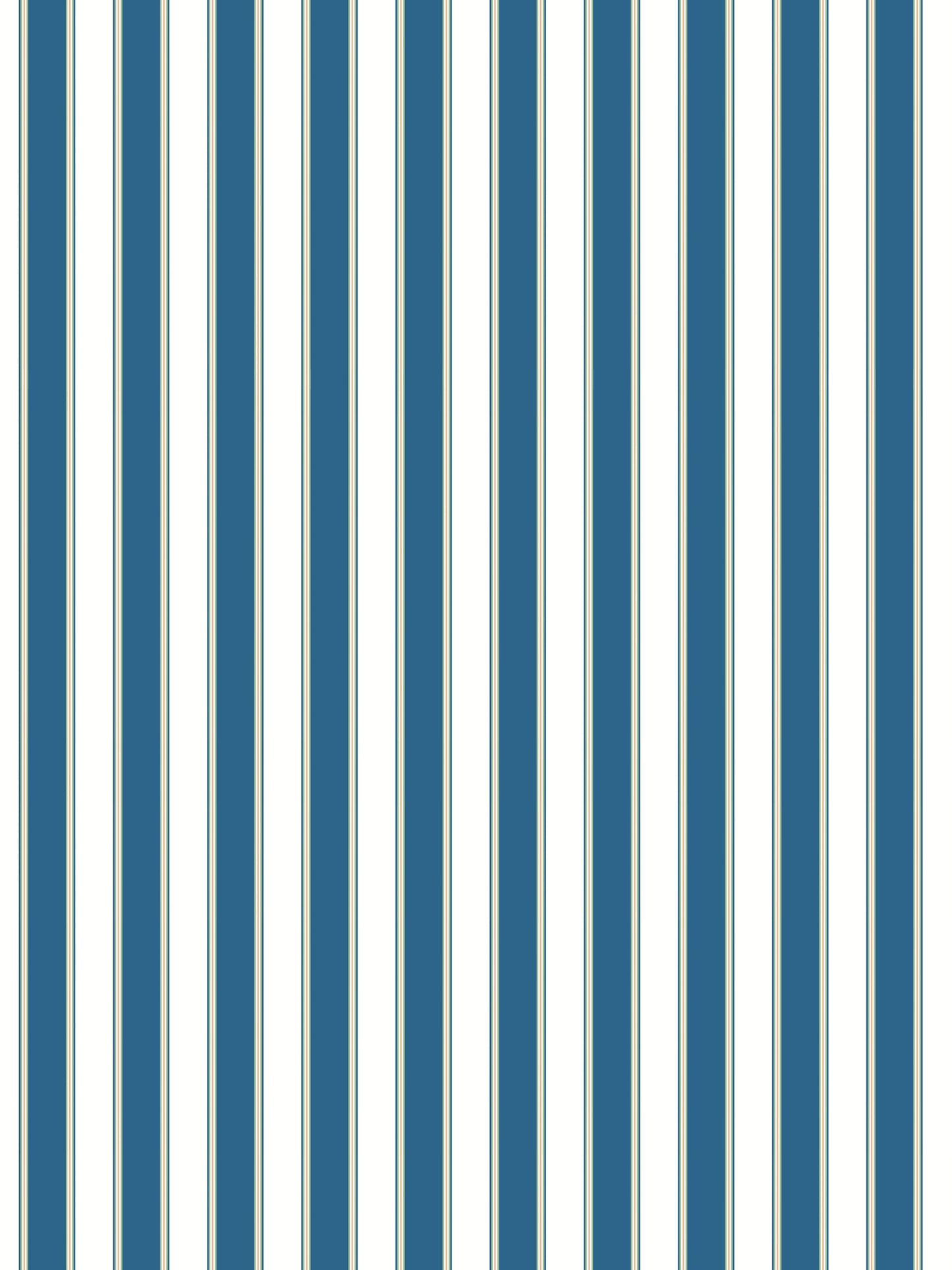 Vertical blue and white stripe pattern with alternating navy and sky blue stripes; wallpaper.