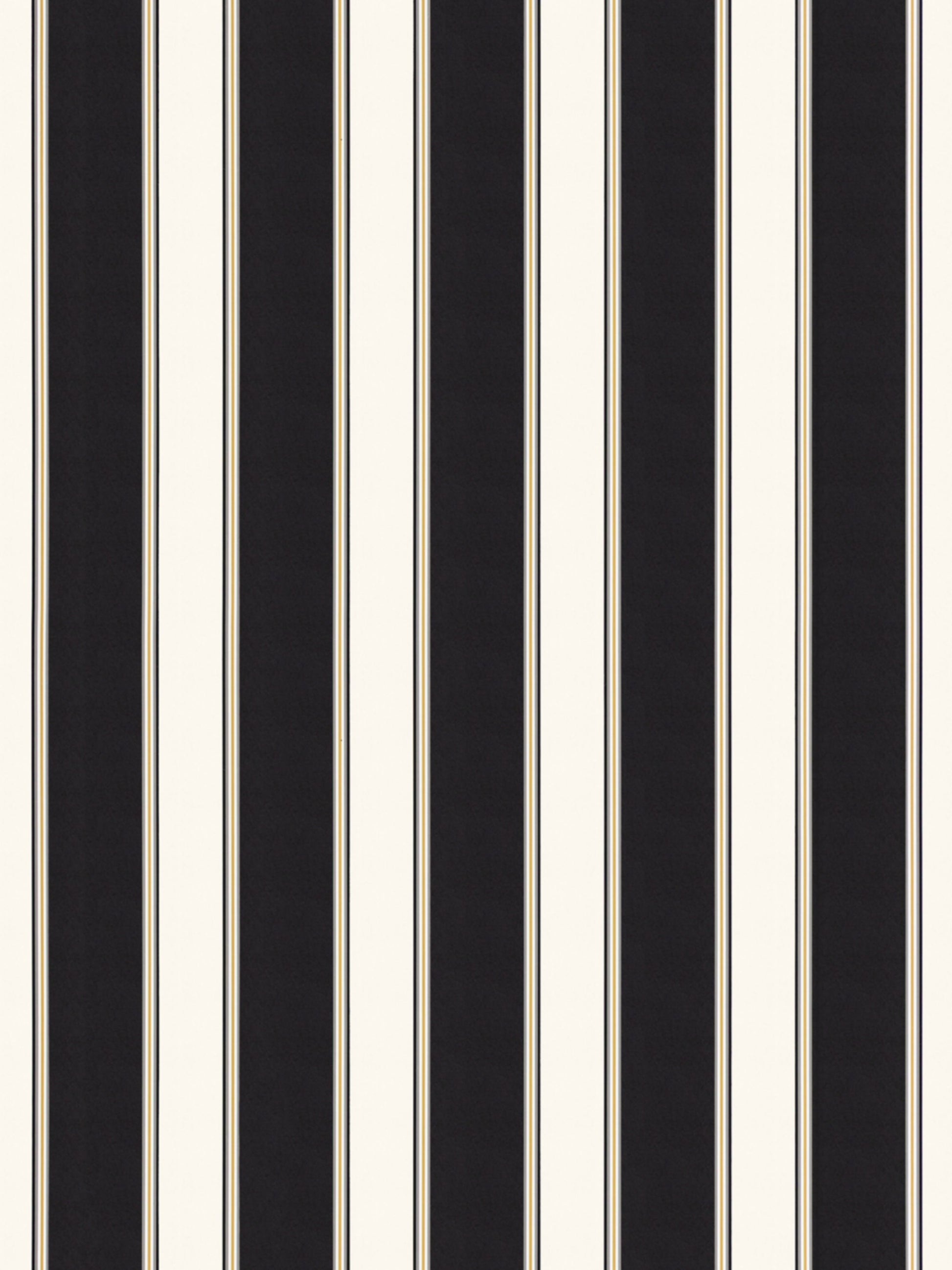 Vertical black and ivory striped wallpaper with slim beige lines for a bold, classic look.