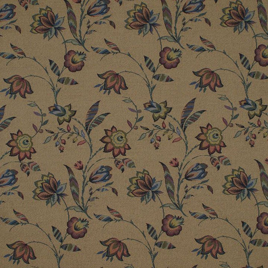 SCALAMANDRE OUTLET  FABRIC GOBELIN  FABRIC GREEN, BLUE, BROWN ON COCOA   - Y0 00045848