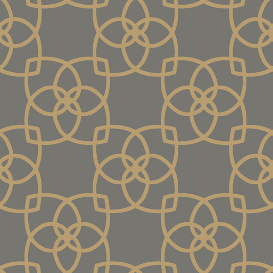 York Wallcoverings Antonina Vella Serendipity Grey and Gold Metallic Wallpaper  Geometrics Greys   - Y6200204