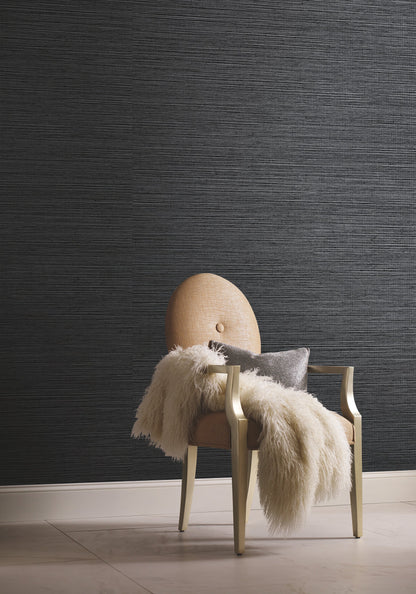 York Wallcoverings Inspired by Color Shining Sisal Grasscloth Black Metallic Wallpaper  Grasscloth Blacks   - Y6200903