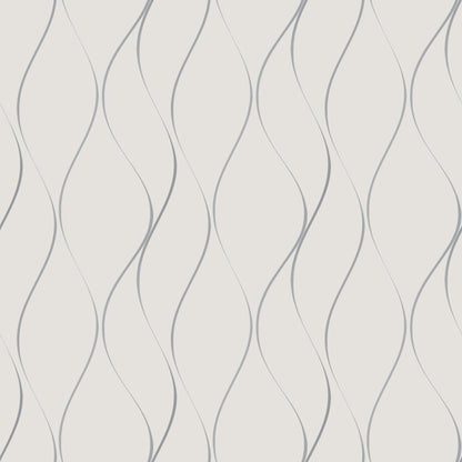 York Wallcoverings Antonina Vella Wavy Stripe Off White and Silver Metallic Wallpaper  Stripes Whites and Off-Whites   - Y6201401