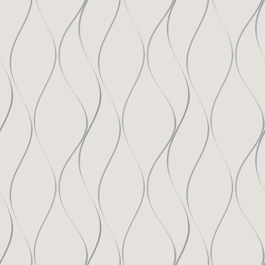 York Wallcoverings Antonina Vella Wavy Stripe Off White and Silver Metallic Wallpaper  Stripes Whites and Off-Whites   - Y6201401