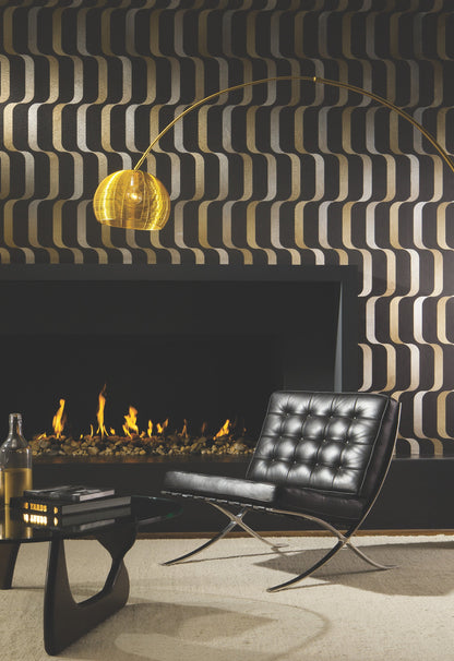 York Wallcoverings York Wallcoverings Ribbon Black Wallpaper  Stripes Blacks   - Y6221003