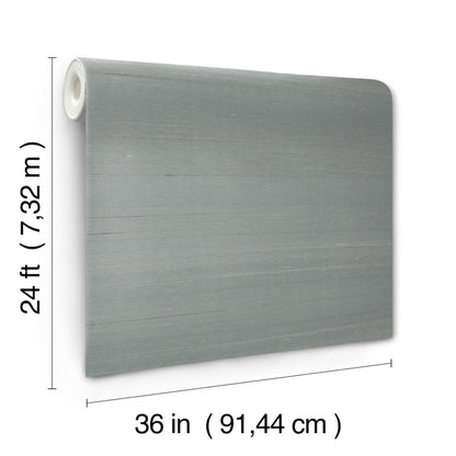 Dusty blue wallpaper roll, 36 in wide by 24 ft long, white inner core.
