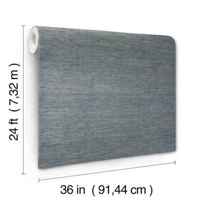 Grey Mist grasscloth wallpaper roll with subtle textured finish, 36 in wide by 24 ft long