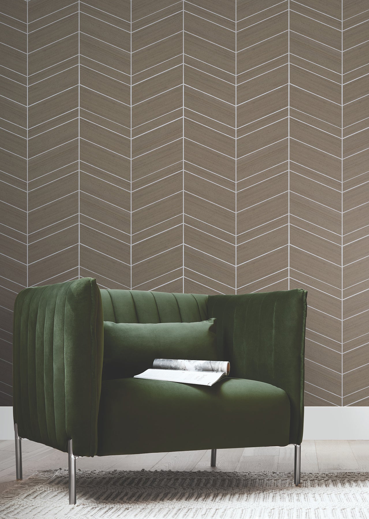 York Wallcoverings Ronald Redding Chevron Abaca Cinnamon Wallpaper Grasscloth Naturals Cinnamon  Wallpaper - YGL7024