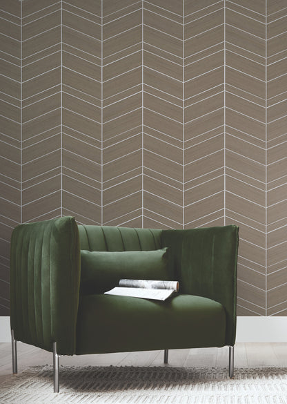 York Wallcoverings Ronald Redding Chevron Abaca Cinnamon Wallpaper Grasscloth Naturals Cinnamon  Wallpaper - YGL7024