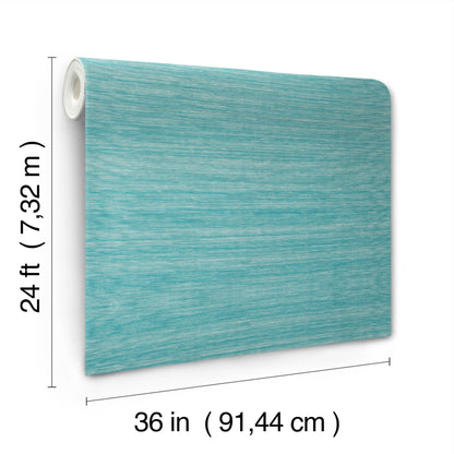 Teal smooth abaca wallpaper roll, 36 in wide by 24 ft long