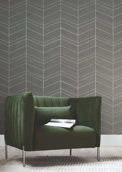 York Wallcoverings Ronald Redding Chevron Abaca Portabella Wallpaper Grasscloth Naturals Portabella  Wallpaper - YGL7035
