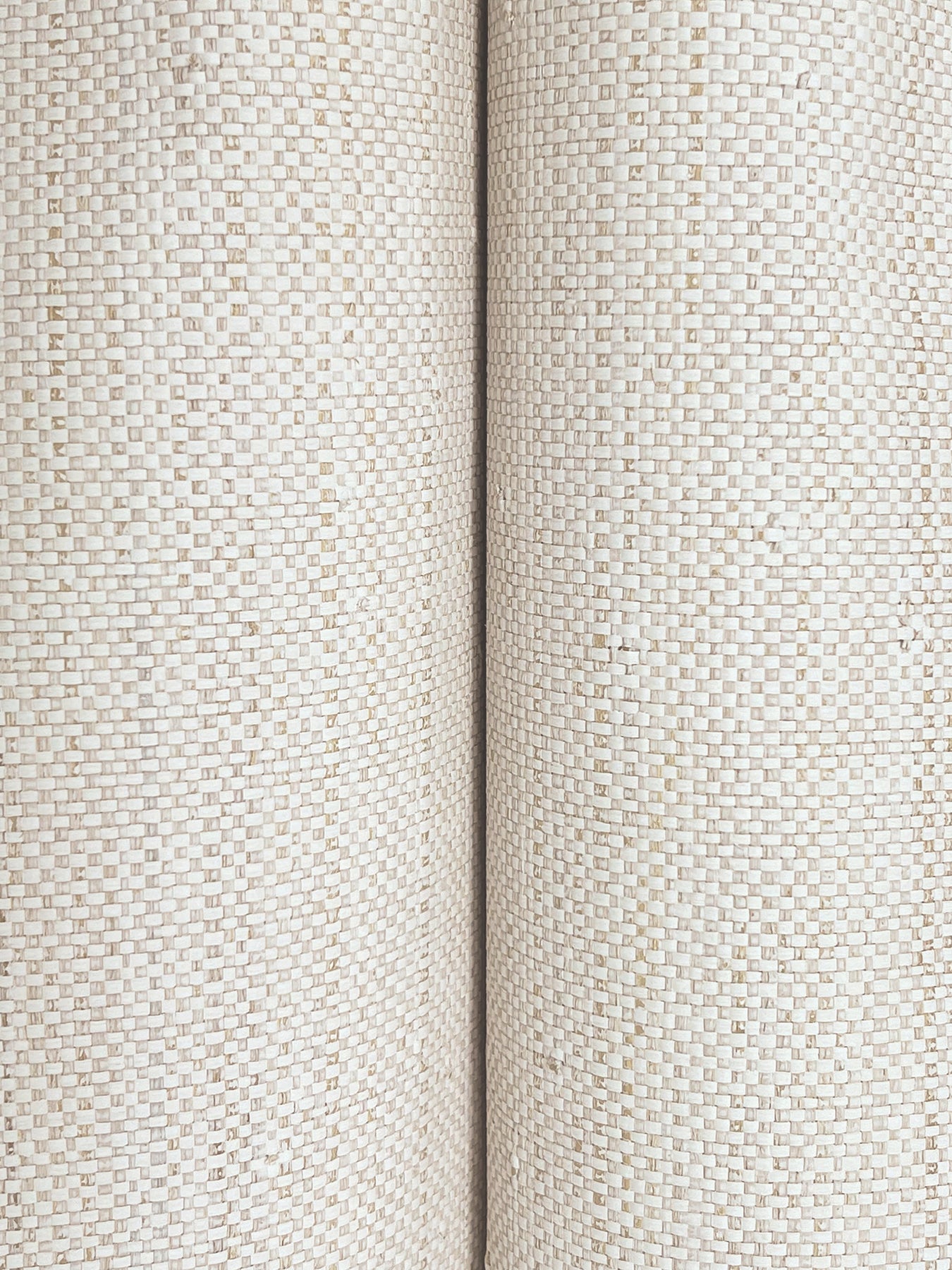 YGL7042 detail: beige woven fabric rolls with cream-and-tan checker texture, two panels side by side.