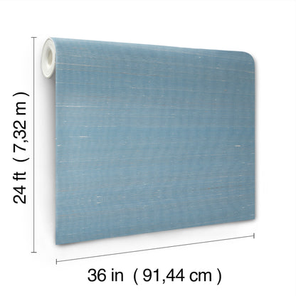 Blue woven fabric roll, 36 in wide x 24 ft long, soft textured shade material for windows.