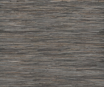 Black & Silver shimmering hemp grasscloth wallpaper with a natural woven texture.