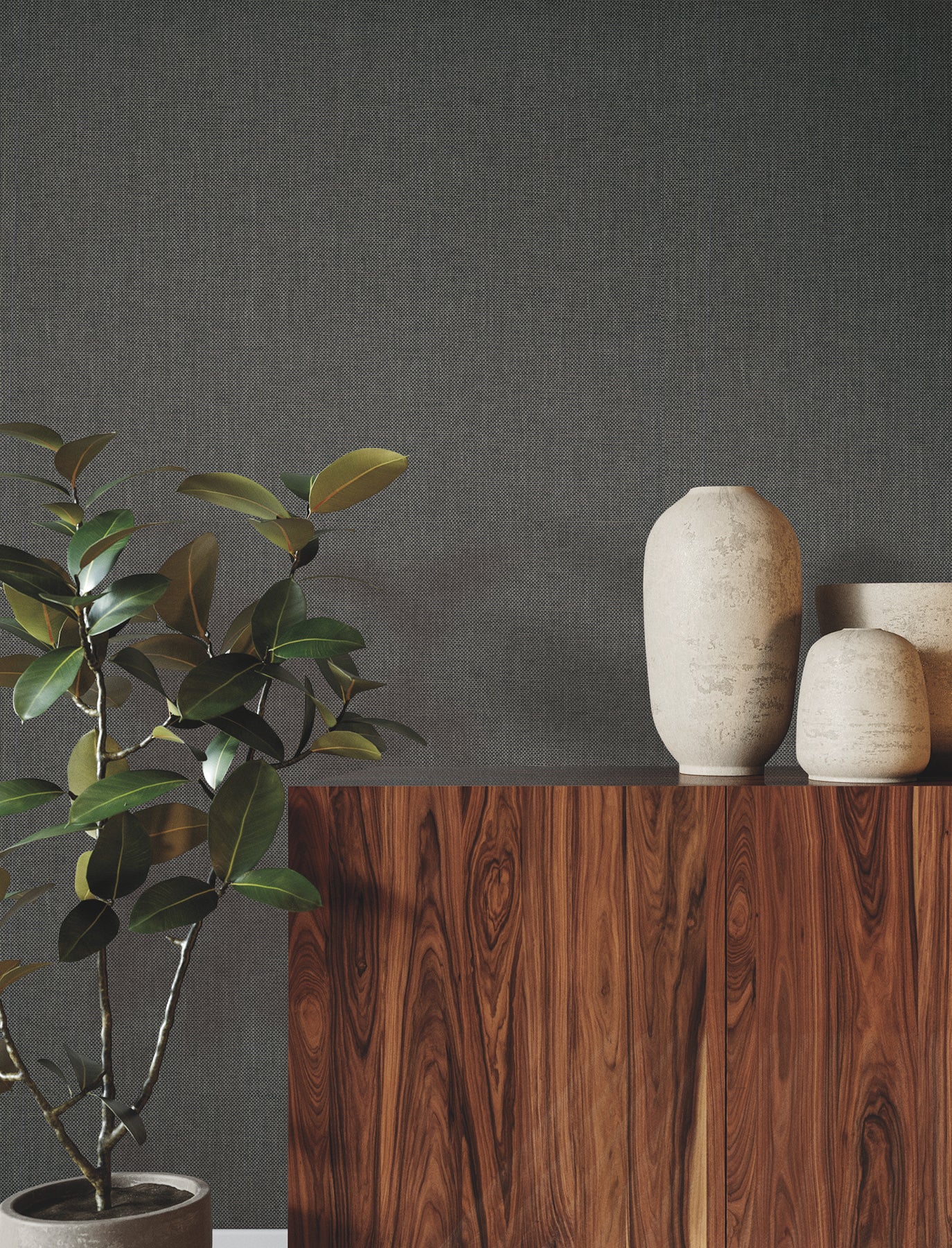 York Wallcoverings Ronald Redding Check Paperweave Graphite Wallpaper Paper Weave Naturals Graphite  Wallpaper - YGL7078