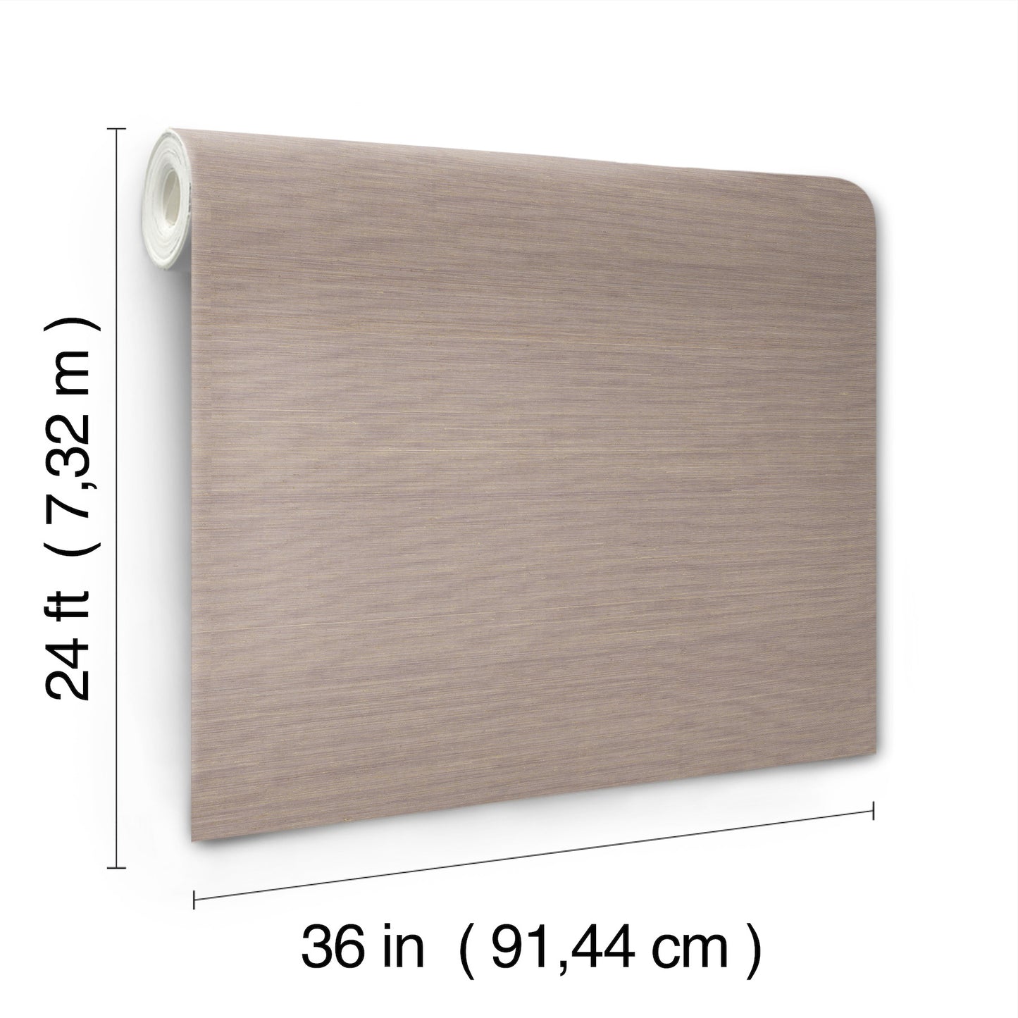 Lilac abaca grasscloth wallpaper panel with a natural woven texture; 36in wide by 24in tall.