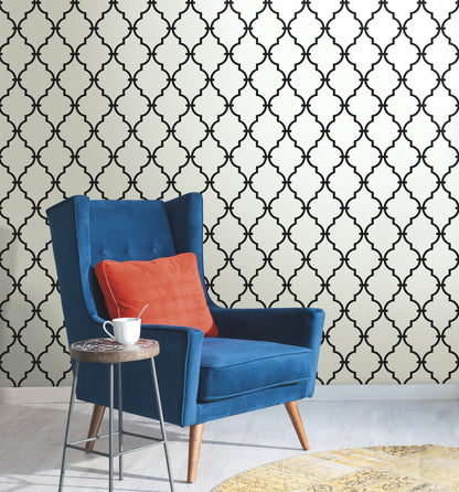 York Wallcoverings Black & White, III Modern Trellis Black Wallpaper Geometrics Geometrics Black   - YS9100