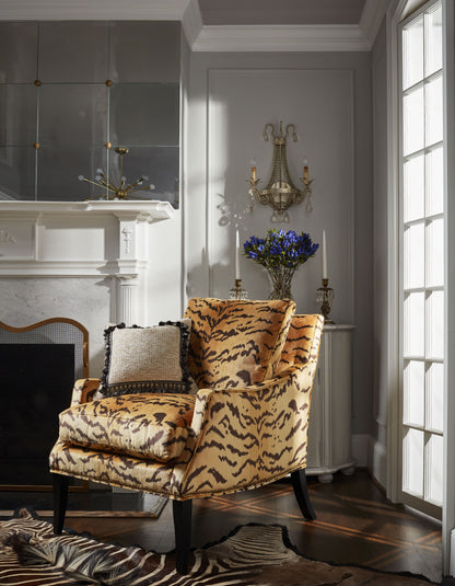 SCALAMANDRE  TIGER - SILK FABRIC BROWN ON GOLD   - YS 00010691 NEW SKU # YS06910001