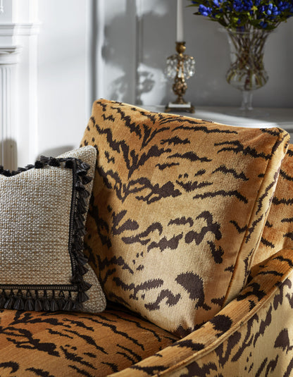 SCALAMANDRE  TIGER - SILK FABRIC BROWN ON GOLD   - YS 00010691 NEW SKU # YS06910001