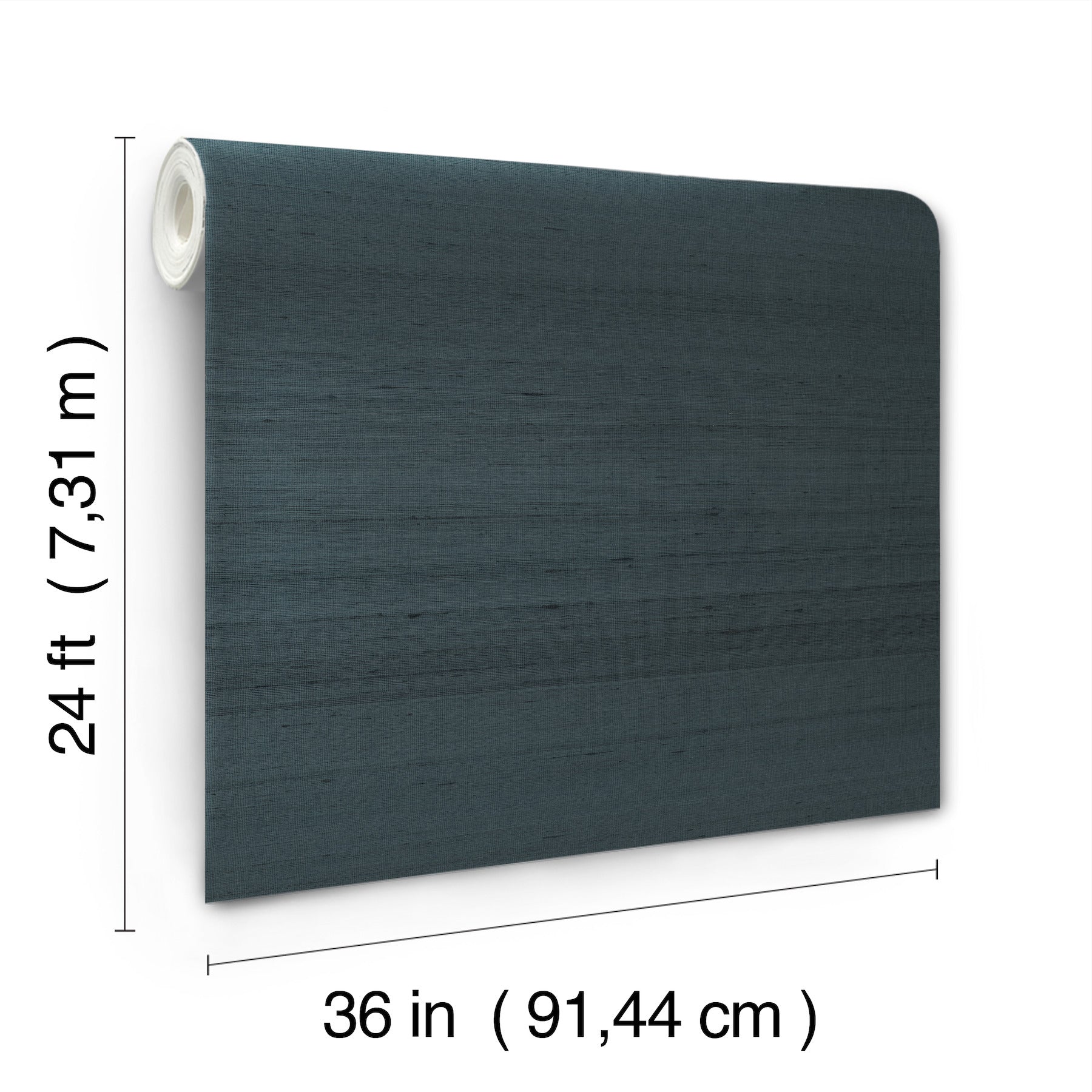 Navy silk wallpaper roll; 24 ft long by 36 in wide.