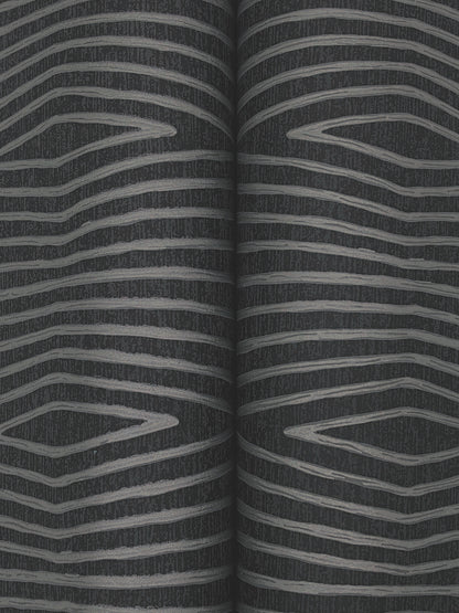 York Wallcoverings Tea Garden II Daystone Black Wallpaper Transitional Geometrics Blacks   - ZA8013