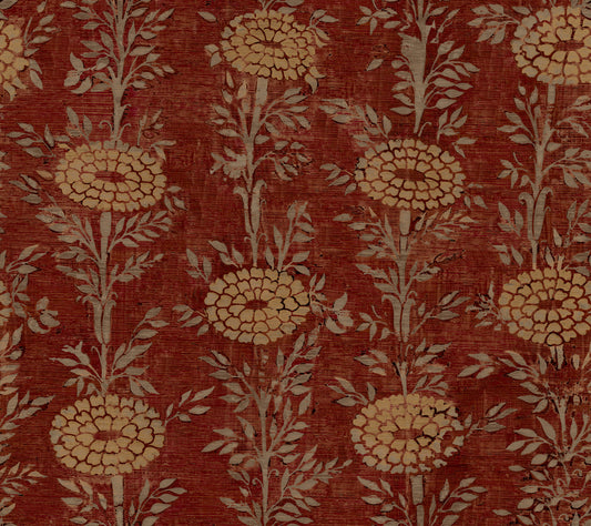 York Wallcoverings Tea Garden II French Marigold Red and Gold Wallpaper Eclectic Florals Reds   - ZA8019