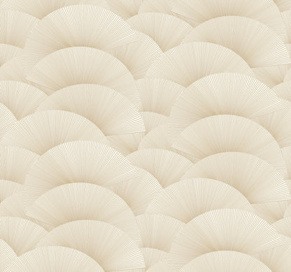 York Wallcoverings Tea Garden II Morning Shell Cream and Gold Wallpaper Transitional Geometrics Whites and Off-Whites   - ZA8021