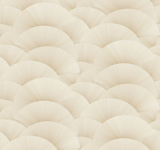 York Wallcoverings Tea Garden II Morning Shell Cream and Gold Wallpaper Transitional Geometrics Whites and Off-Whites   - ZA8021