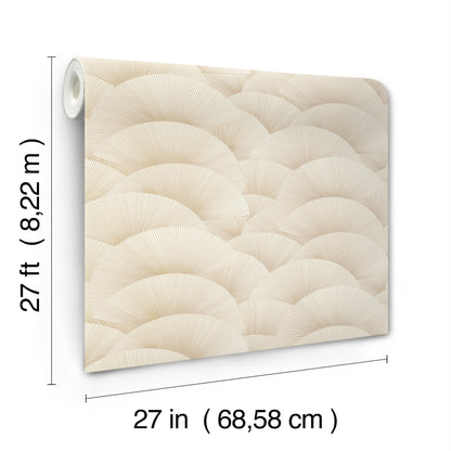 York Wallcoverings Tea Garden II Morning Shell Cream and Gold Wallpaper Transitional Geometrics Whites and Off-Whites   - ZA8021