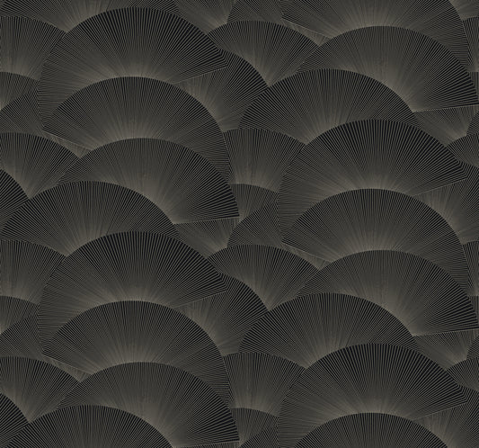 York Wallcoverings Tea Garden II Morning Shell Black and Grey Wallpaper Transitional Geometrics Blacks   - ZA8022