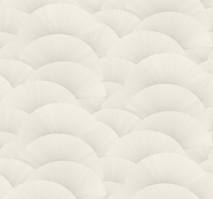 York Wallcoverings Tea Garden II Morning Shell White and Silver Wallpaper Transitional Geometrics Whites and Off-Whites   - ZA8023